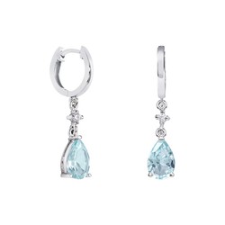 Pendientes Oro Blanco 18kts Lágrima Argyor MRM 9x6mm (18)79B0301DA2 Aro Topacios Azul Diamantes