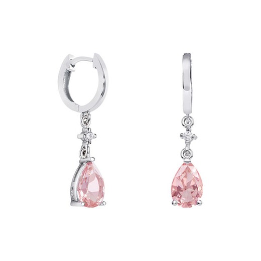 Pendientes Oro Blanco 18kts Lágrima Argyor MRM 9x6mm (18)79B0301DA3 Aro Topacios Rosa Diamantes