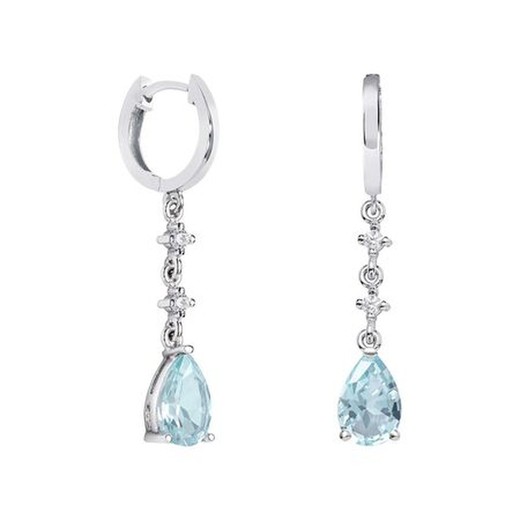 Pendientes Oro Blanco 18kts Lágrima Argyor MRM 9x6mm (18)79B0302DA2 Topacios Azul Diamantes