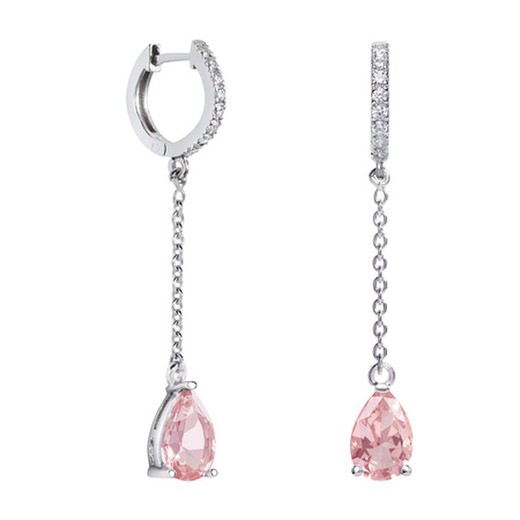 Pendientes Oro Blanco 18kts Lágrima Argyor MRM 9x6mm (18)79B0407TA3 Topacios Rosa Diamantes