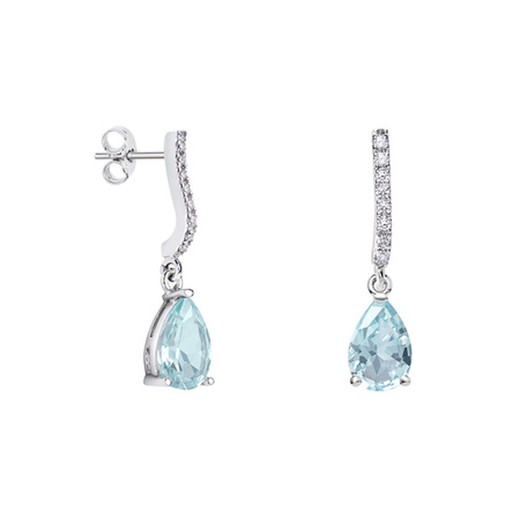 Pendientes Oro Blanco 18kts Lágrima Argyor MRM 9x6mm (18)79B0500DA2 Topacios Azul Diamantes