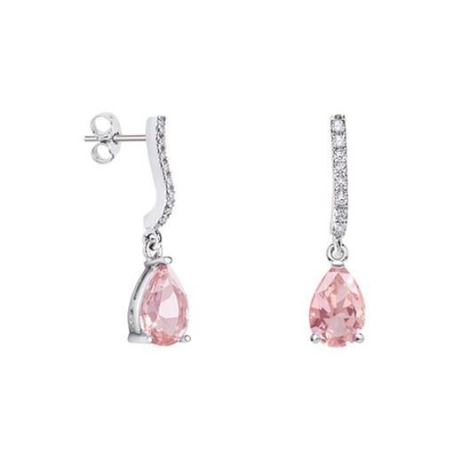 Pendientes Oro Blanco 18kts Lágrima Argyor MRM 9x6mm (18)79B0500DA3 Topacios Rosa Diamantes