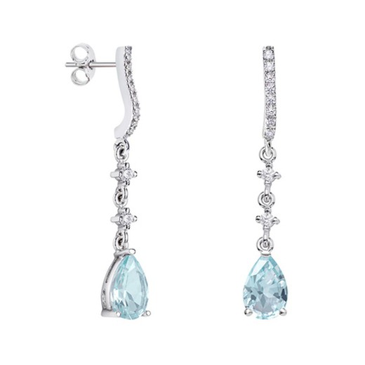 Pendientes Oro Blanco 18kts Lágrima Argyor MRM 9x6mm (18)79B0502DA2 Topacios Azul Diamantes