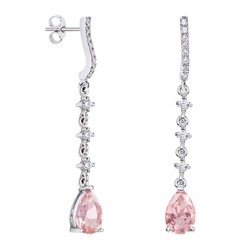 Pendientes Oro Blanco 18kts Lágrima Argyor MRM 9x6mm (18)79B0503DA3 Topacios Rosa Diamantes