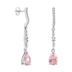 Pendientes Oro Blanco 18kts Lágrima Argyor MRM 9x6mm (18)79B0505DA3 Topacios Rosa Diamantes