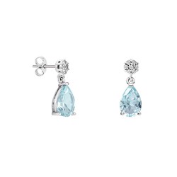 Pendientes Oro Blanco 18kts Lágrima Argyor MRM 9x6mm (18)79B0600DA2 Topacios Azul Diamantes