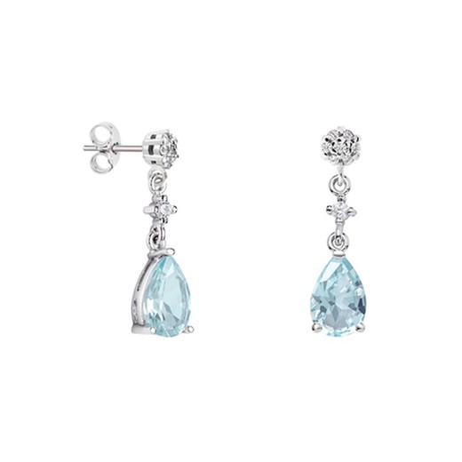 Pendientes Oro Blanco 18kts Lágrima Argyor MRM 9x6mm (18)79B0601DA2 Topacios Azul Diamantes