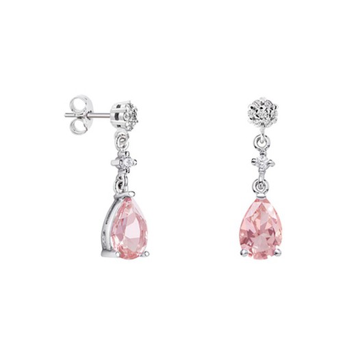 Pendientes Oro Blanco 18kts Lágrima Argyor MRM 9x6mm (18)79B0601DA3 Topacios Rosa Diamantes