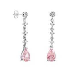 Pendientes Oro Blanco 18kts Lágrima Argyor MRM 9x6mm (18)79B0603DA3 Topacios Rosa Diamantes