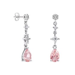 Pendientes Oro Blanco 18kts Lágrima Argyor MRM 9x6mm (18)79B0604TA3 Topacios Rosa