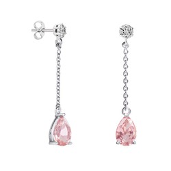 Pendientes Oro Blanco 18kts Lágrima Argyor MRM 9x6mm (18)79B0607DA3 Topacios Rosa Diamantes