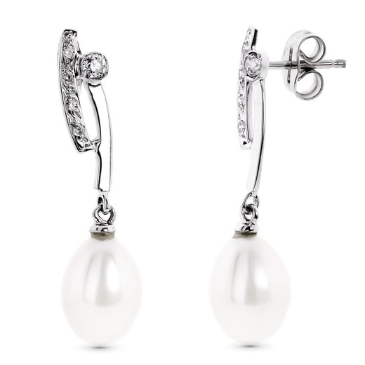 18k White Gold Earrings 15856 Pearl