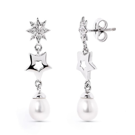 18k White Gold Earrings 15776 Pearl