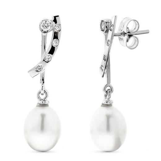 18k White Gold Earrings 15857 Pearl