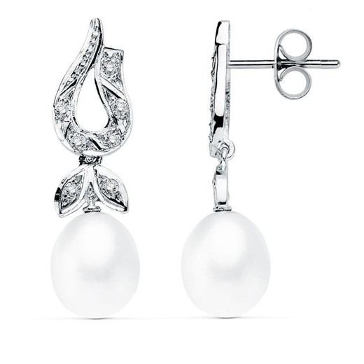 Orecchini di perle in oro bianco 18kt 26X8mm 15867