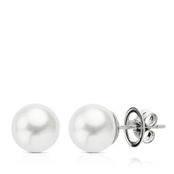 Boucles d'oreilles Or Blanc 18 Carats 12-13mm 11705 Perle