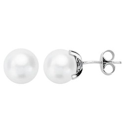 Boucles d'oreilles en or blanc 18 carats 8-8,5 mm 11905-OB Perle