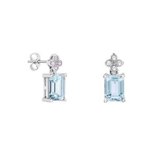 Pendientes Oro Blanco 18kts Rectangular Argyor MRM 8x6mm (18)79B0100DB2 Topacios Azul Diamantes