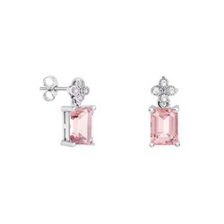 Pendientes Oro Blanco 18kts Rectangular Argyor MRM 8x6mm (18)79B0100DB3 Topacios Rosa Diamantes