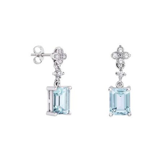 Pendientes Oro Blanco 18kts Rectangular Argyor MRM 8x6mm (18)79B0101DB2 Topacios Azul Diamantes