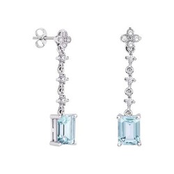 Pendientes Oro Blanco 18kts Rectangular Argyor MRM 8x6mm (18)79B0103DB2 Topacios Azul Diamantes