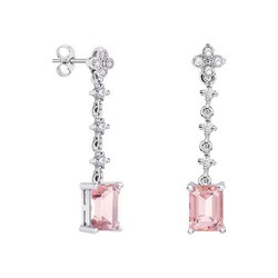 Pendientes Oro Blanco 18kts Rectangular Argyor MRM 8x6mm (18)79B0103DB3 Topacios Rosa Diamantes