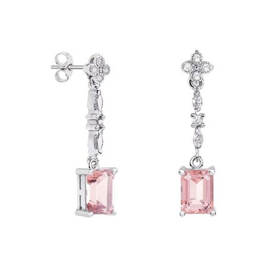 Pendientes Oro Blanco 18kts Rectangular Argyor MRM 8x6mm (18)79B0105TB3 Topacios Rosa