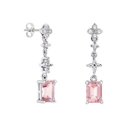 Pendientes Oro Blanco 18kts Rectangulo Argyor MRM 8x6mm (18)79B0104DB3 Diamantes Rosa