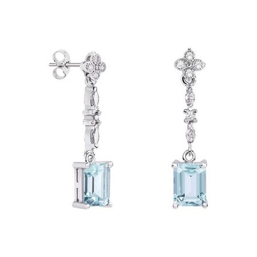 Pendientes Oro Blanco 18kts Rectangulo Argyor MRM 8x6mm (18)79B0105DB2 Topacios Azul Diamantes