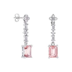 Pendientes Oro Blanco 18kts Rectangulo Argyor MRM 8x6mm (18)79B0106DB3 Diamantes Rosa