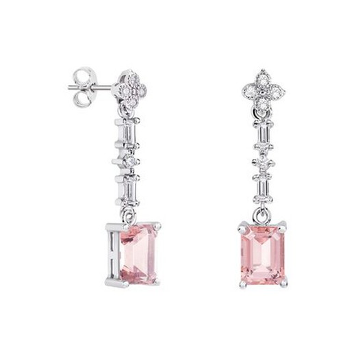 Pendientes Oro Blanco 18kts Rectangulo Argyor MRM 8x6mm (18)79B0106TB3 Topacios Rosa