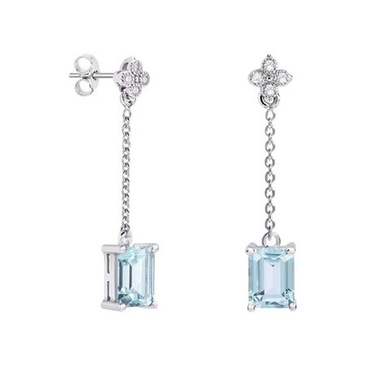 Pendientes Oro Blanco 18kts Rectangulo Argyor MRM 8x6mm (18)79B0107DB2 Topacios Azul Diamantes