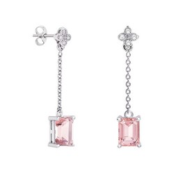 Pendientes Oro Blanco 18kts Rectangulo Argyor MRM 8x6mm (18)79B0107DB3 Topacios Rosa Diamantes