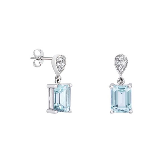 Pendientes Oro Blanco 18kts Rectangulo Argyor MRM 8x6mm (18)79B0200DB2 Topacios Azul Diamantes