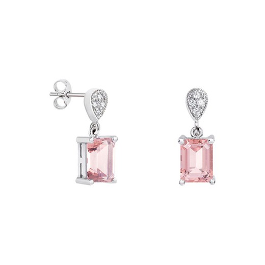 Pendientes Oro Blanco 18kts Rectangulo Argyor MRM 8x6mm (18)79B0200DB3 Topacios Rosa Diamantes