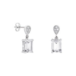 Pendientes Oro Blanco 18kts Rectangulo Argyor MRM 8x6mm (18)79B0200TB1 Topacios Blanco