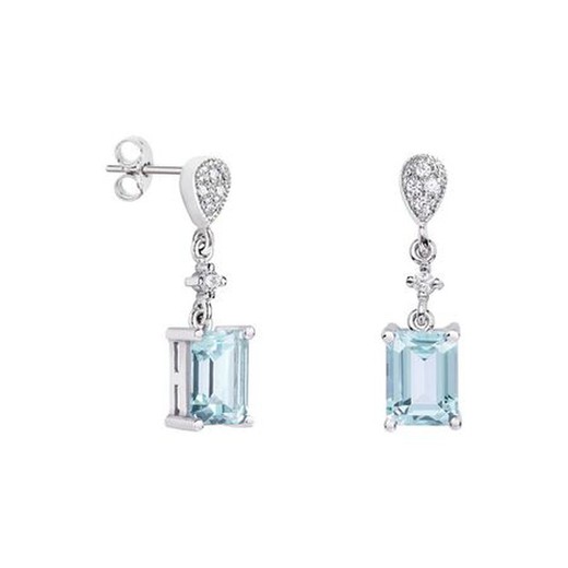 Pendientes Oro Blanco 18kts Rectangulo Argyor MRM 8x6mm (18)79B0201DB2 Topacios Azul Diamantes