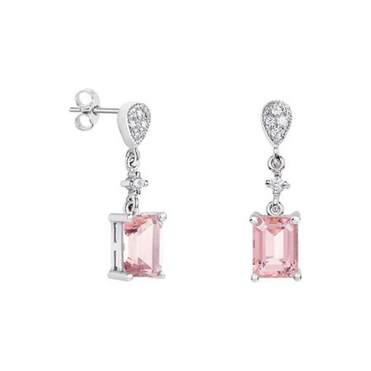 Pendientes Oro Blanco 18kts Rectangulo Argyor MRM 8x6mm (18)79B0201DB3 Topacios Rosa Diamantes