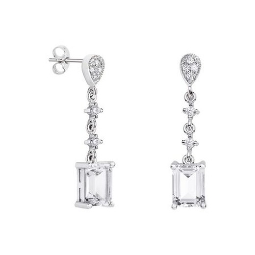 Pendientes Oro Blanco 18kts Rectangulo Argyor MRM 8x6mm (18)79B0202DB1 Topacios Blanco Diamantes