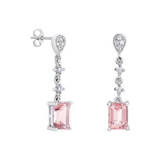 Pendientes Oro Blanco 18kts Rectangulo Argyor MRM 8x6mm (18)79B0202DB3 Topacios Rosa Diamantes