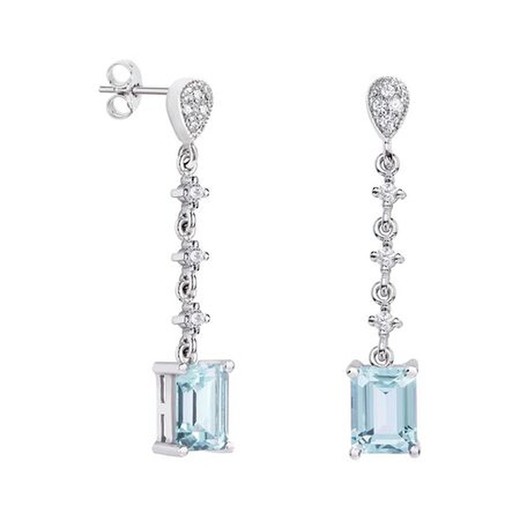 Pendientes Oro Blanco 18kts Rectangulo Argyor MRM 8x6mm (18)79B0203DB2 Topacios Azul Diamantes