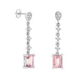 Pendientes Oro Blanco 18kts Rectangulo Argyor MRM 8x6mm (18)79B0203DB3 Topacios Rosa Diamantes