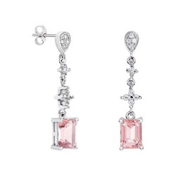 Pendientes Oro Blanco 18kts Rectangulo Argyor MRM 8x6mm (18)79B0204TB3 Topacios Rosa