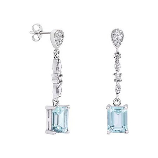 Pendientes Oro Blanco 18kts Rectangulo Argyor MRM 8x6mm (18)79B0205DB2 Topacios Azul Diamantes