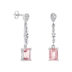 Pendientes Oro Blanco 18kts Rectangulo Argyor MRM 8x6mm (18)79B0205DB3 Topacios Rosa Diamantes