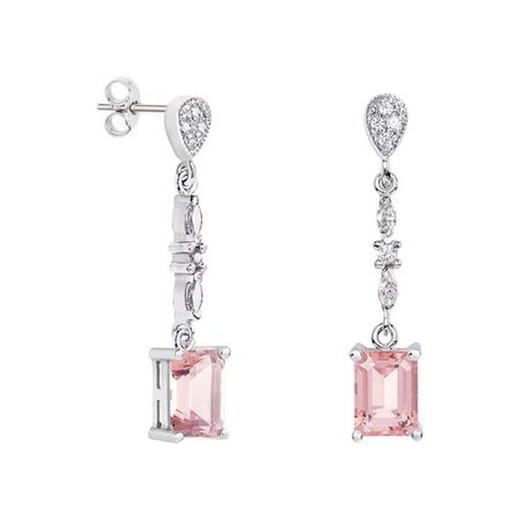 Pendientes Oro Blanco 18kts Rectangulo Argyor MRM 8x6mm (18)79B0205TB3 Topacios Rosa