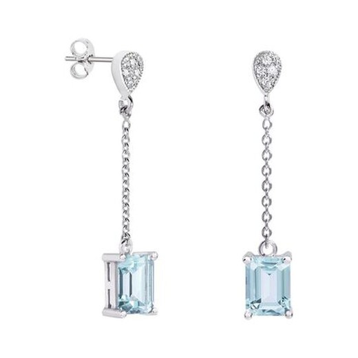 Pendientes Oro Blanco 18kts Rectangulo Argyor MRM 8x6mm (18)79B0207DB2 Topacios Azul Diamantes