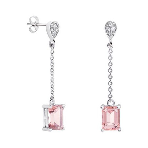 Pendientes Oro Blanco 18kts Rectangulo Argyor MRM 8x6mm (18)79B0207DB3 Topacios Rosa Diamantes