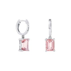 Pendientes Oro Blanco 18kts Rectangulo Argyor MRM 8x6mm (18)79B0300NB3 Topacios Rosa