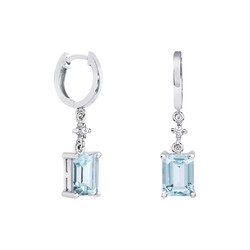 Pendientes Oro Blanco 18kts Rectangulo Argyor MRM 8x6mm (18)79B0301DB2 Topacios Azul Diamantes